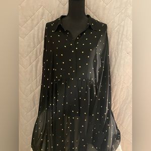 Black and Gold star Lane Bryant button down blouse